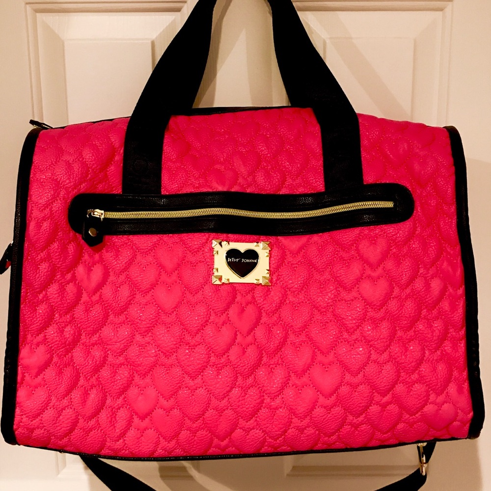 Betsey Johnson Pink Hearted Duffle Bag